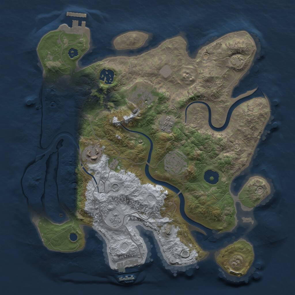 Rust Map: Procedural Map, Size: 3000, Seed: 16024, 11 Monuments
