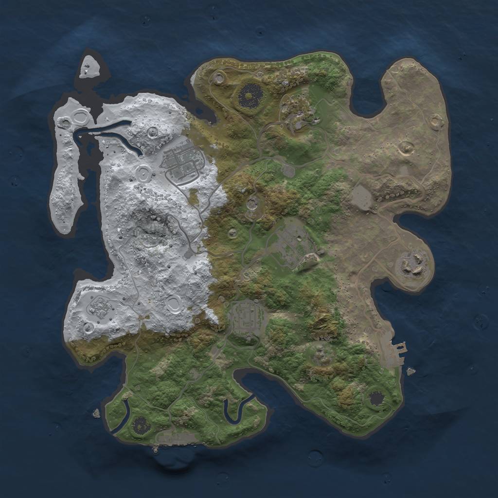 Rust Map: Procedural Map, Size: 3000, Seed: 1839305919, 14 Monuments