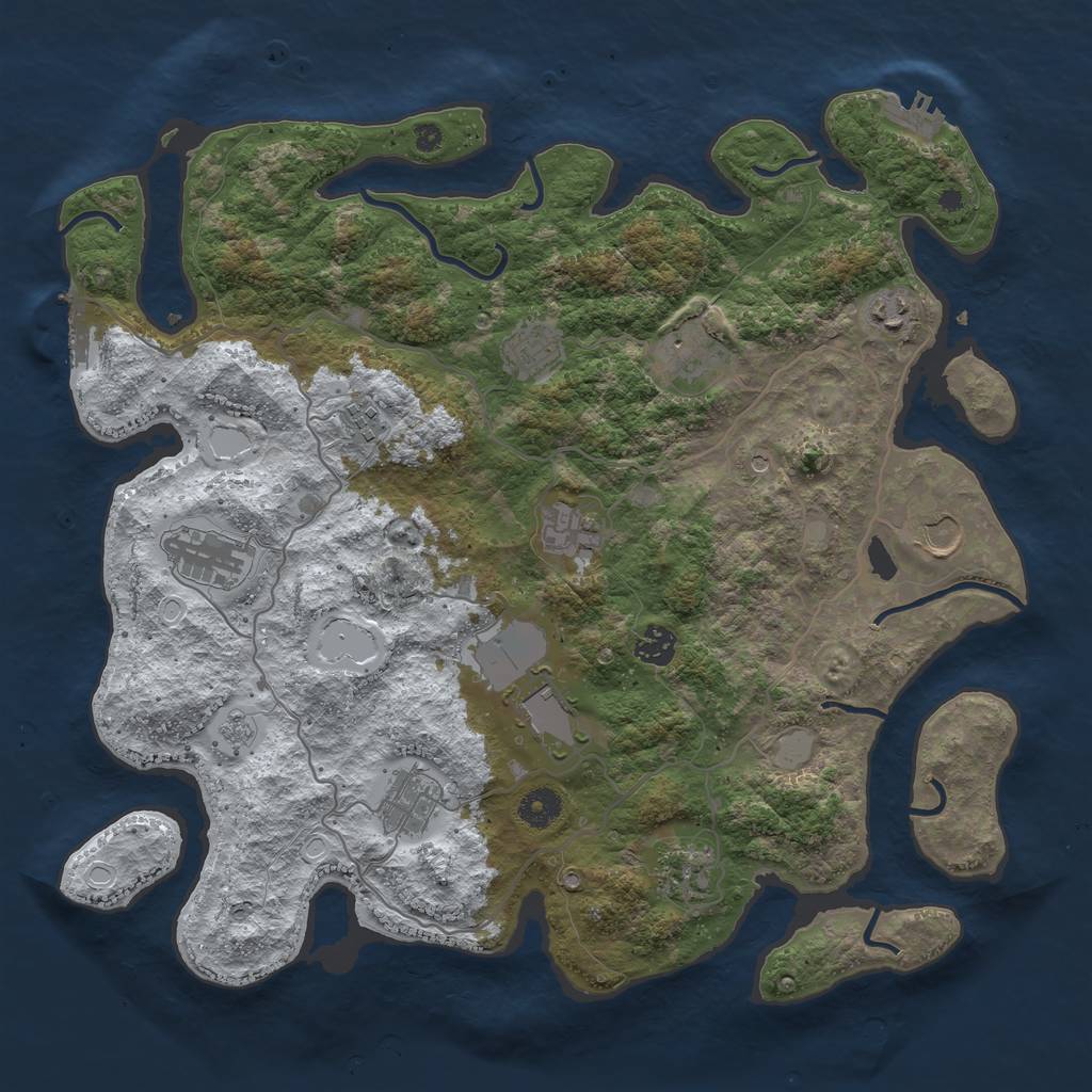 Rust Map: Procedural Map, Size: 4000, Seed: 52494, 20 Monuments