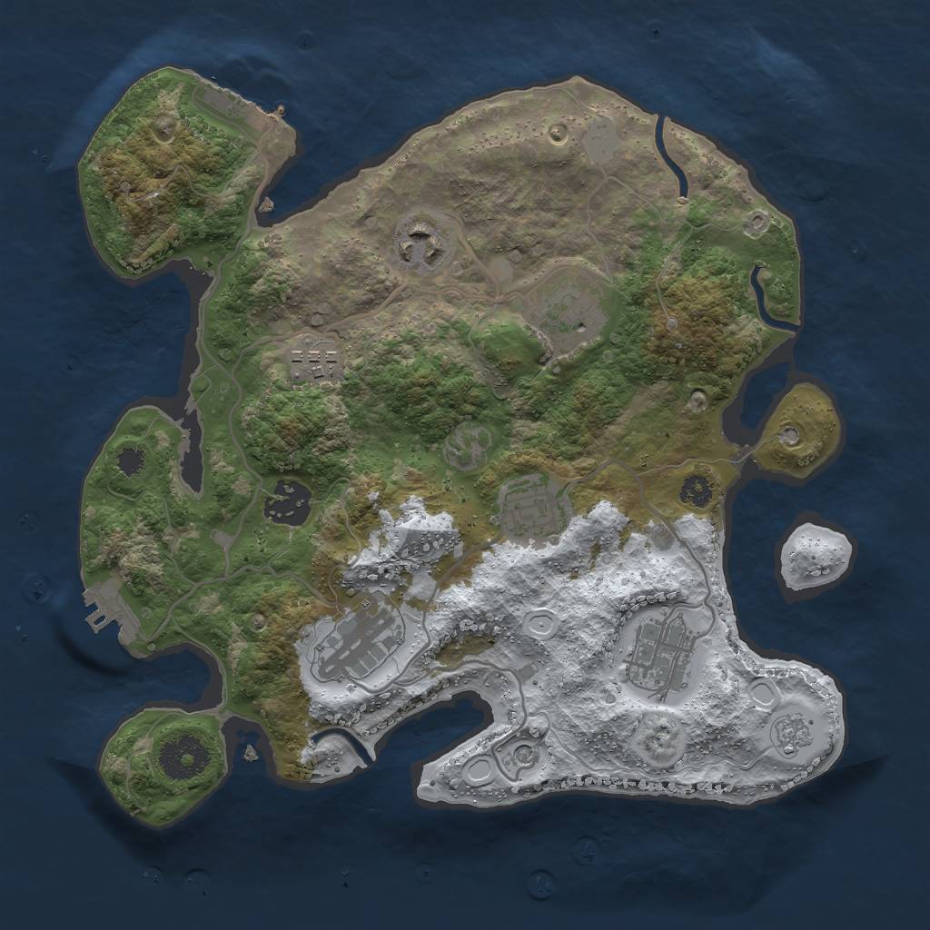 Rust Map: Procedural Map, Size: 3000, Seed: 1995671, 16 Monuments