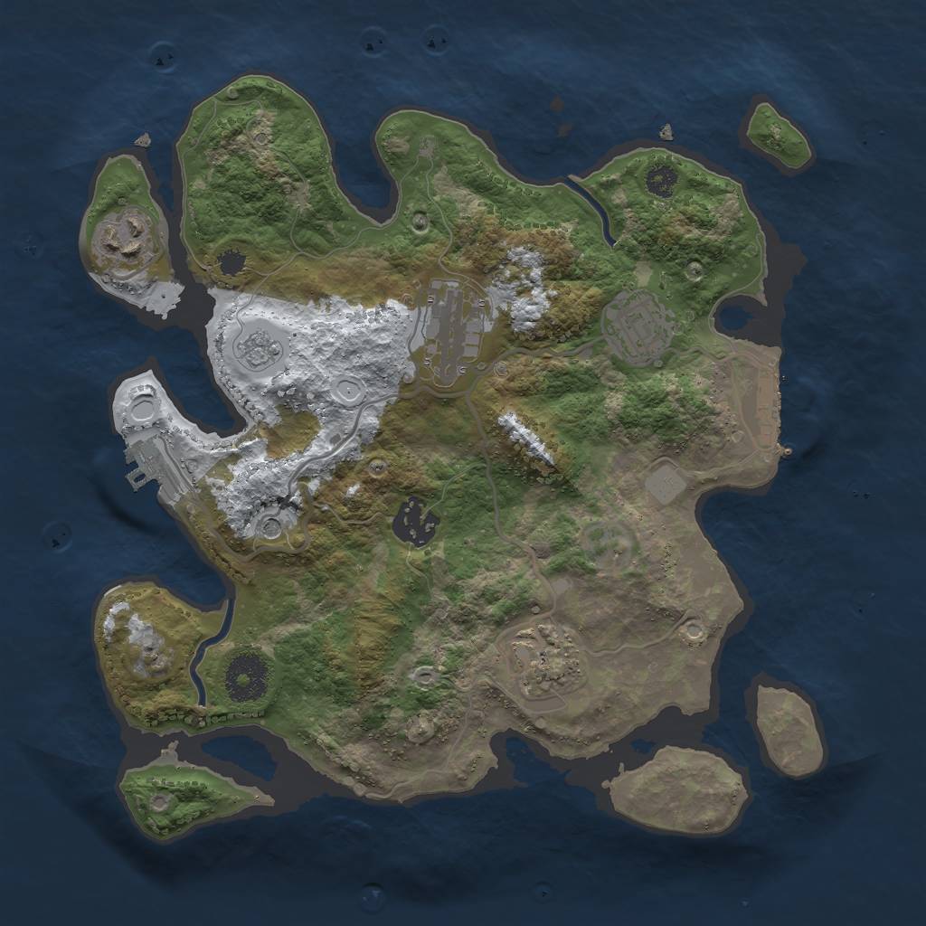 Rust Map: Procedural Map, Size: 3000, Seed: 8008135, 14 Monuments