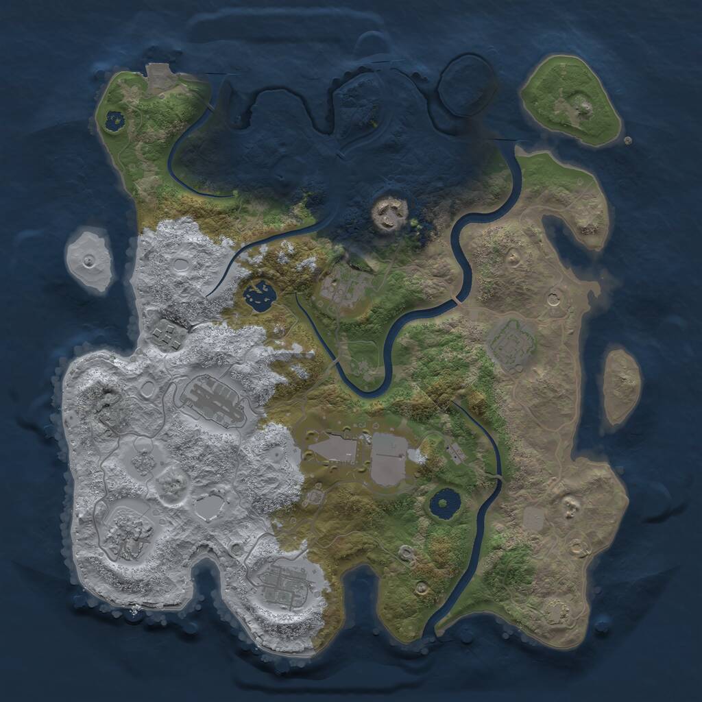 Rust Map: Procedural Map, Size: 3500, Seed: 636261149, 13 Monuments