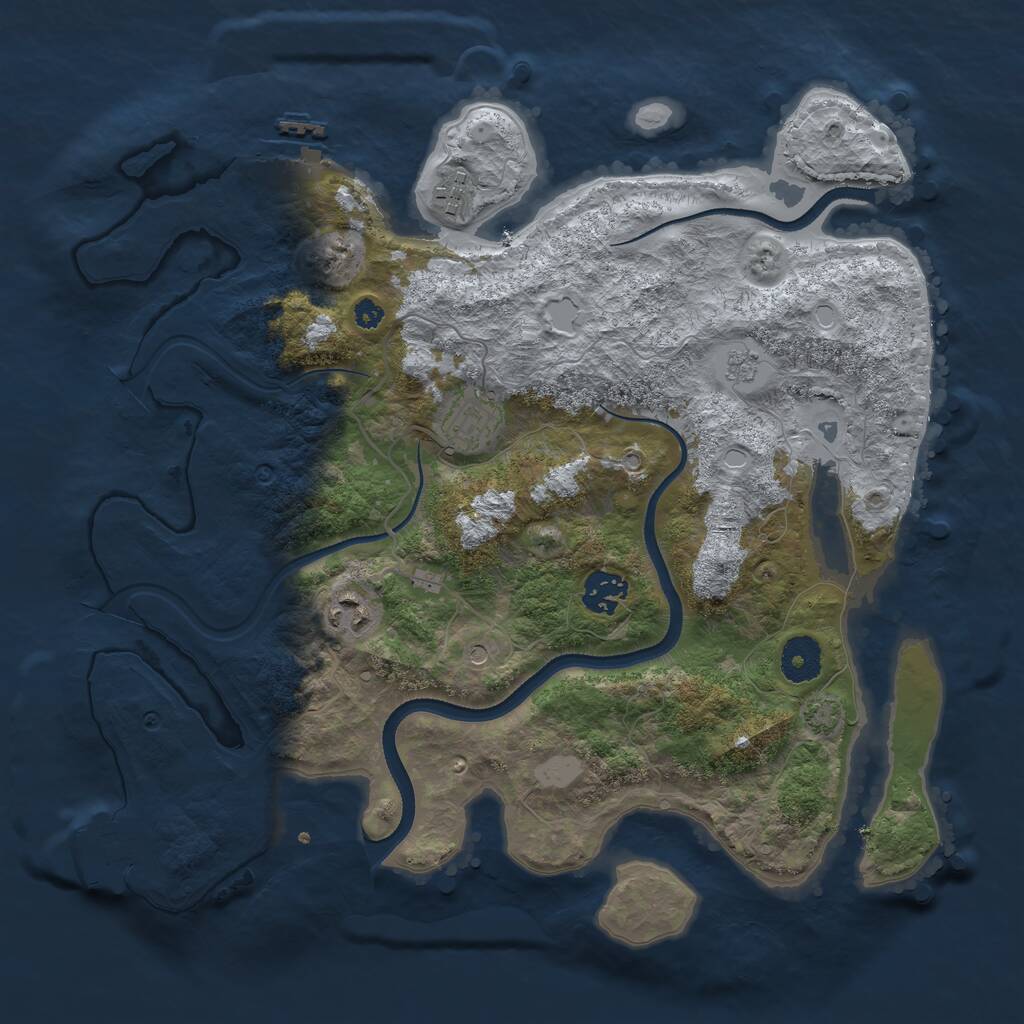 Rust Map: Procedural Map, Size: 3500, Seed: 245775281, 10 Monuments
