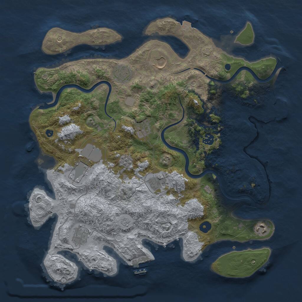 Rust Map: Procedural Map, Size: 3950, Seed: 1429590405, 15 Monuments