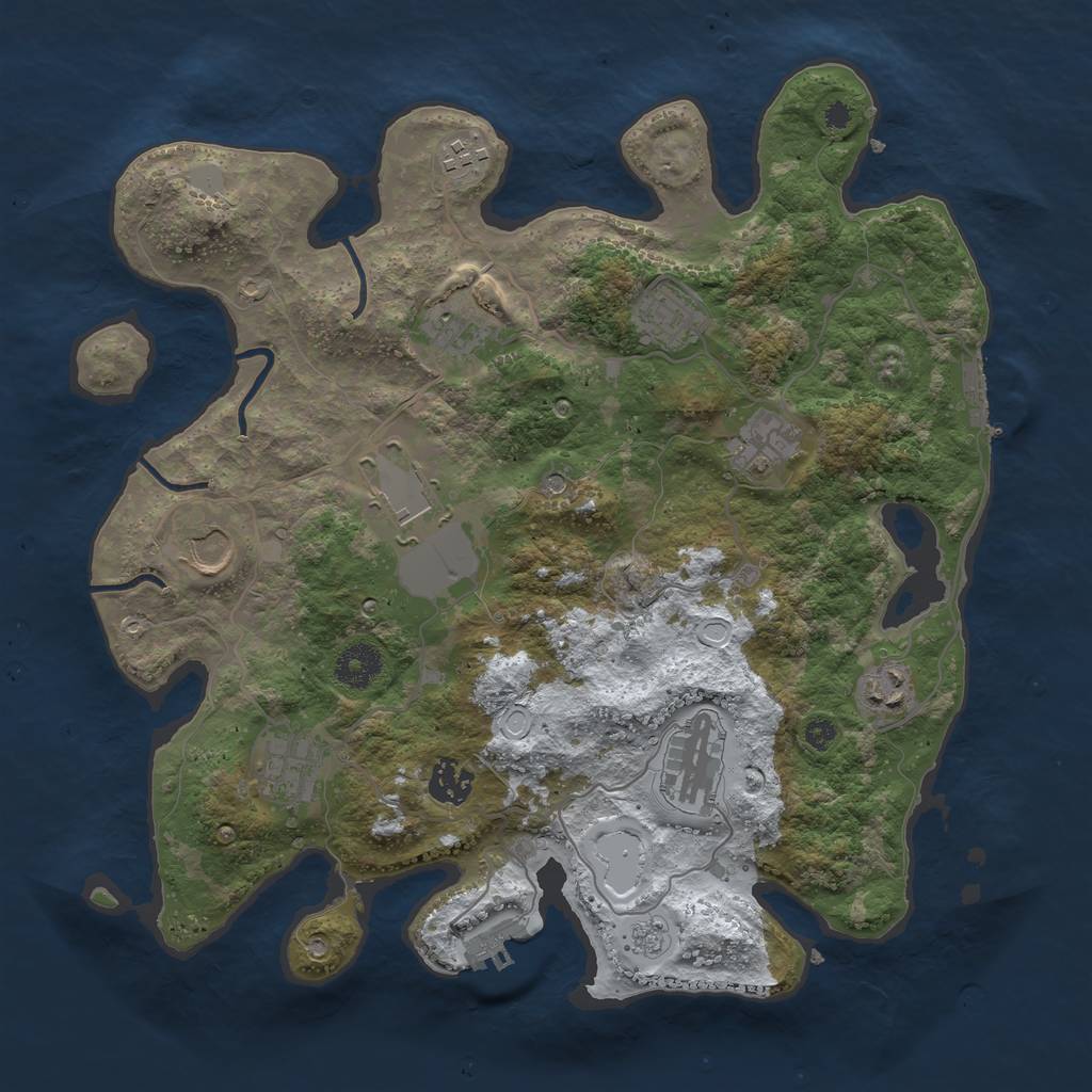 Rust Map: Procedural Map, Size: 3600, Seed: 2432453, 19 Monuments