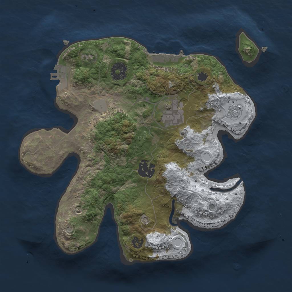 Rust Map: Procedural Map, Size: 2500, Seed: 1395641010, 10 Monuments