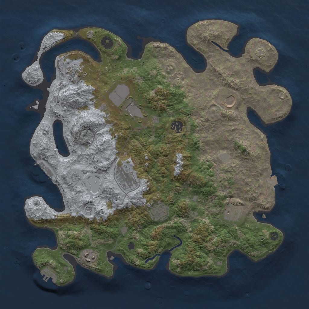 Rust Map: Procedural Map, Size: 3750, Seed: 34233485, 16 Monuments