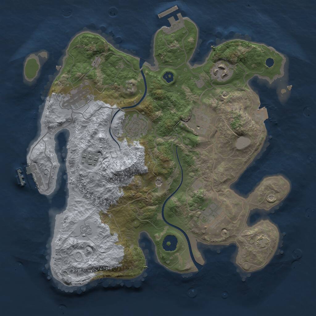 Rust Map: Procedural Map, Size: 3000, Seed: 10391, 12 Monuments
