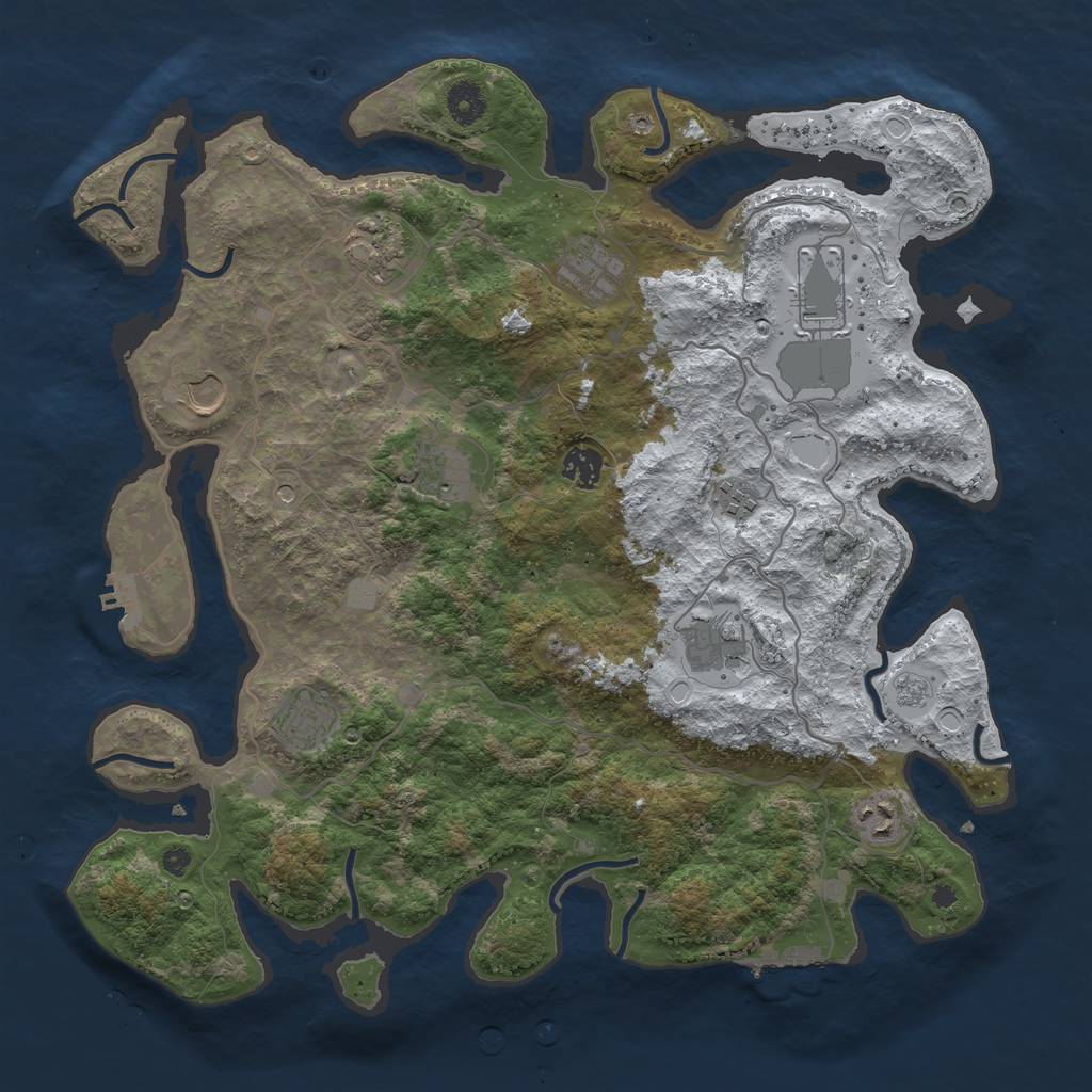 Rust Map: Procedural Map, Size: 4000, Seed: 848761, 19 Monuments