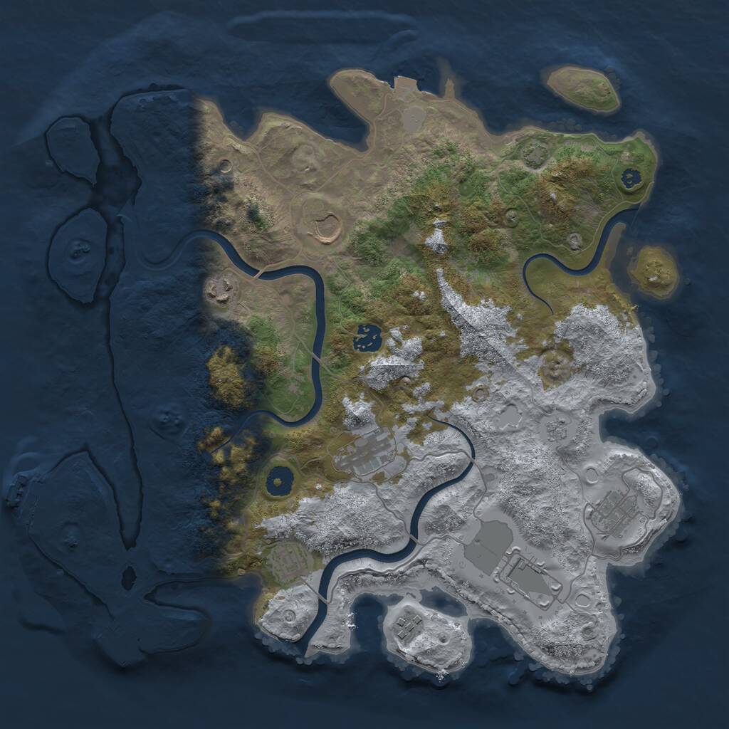 Rust Map: Procedural Map, Size: 3750, Seed: 261970827, 14 Monuments