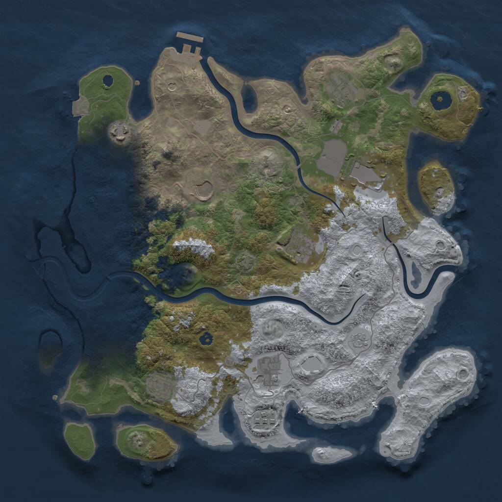 Rust Map: Procedural Map, Size: 3750, Seed: 213115537, 13 Monuments