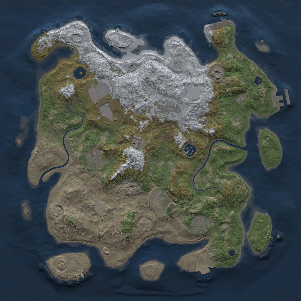 Rust Map: Procedural Map, Size: 3750, Seed: 343648117, 14 Monuments