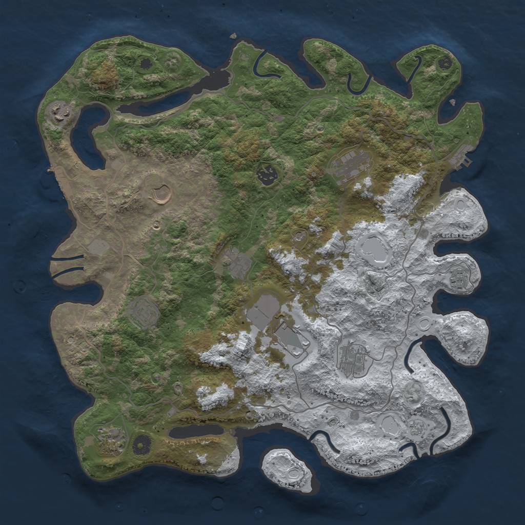 Rust Map: Procedural Map, Size: 4000, Seed: 456344, 19 Monuments