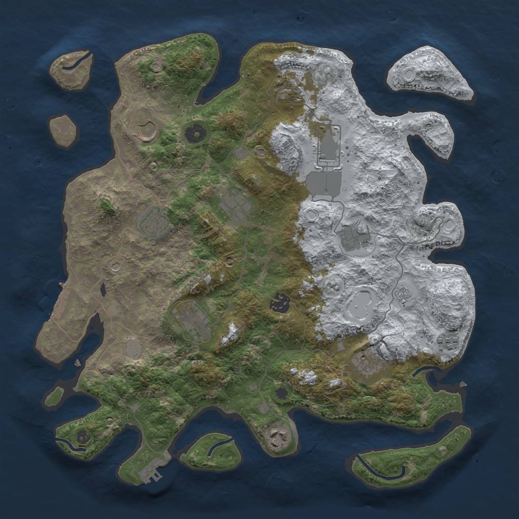 Rust Map: Procedural Map, Size: 3850, Seed: 678193781, 20 Monuments