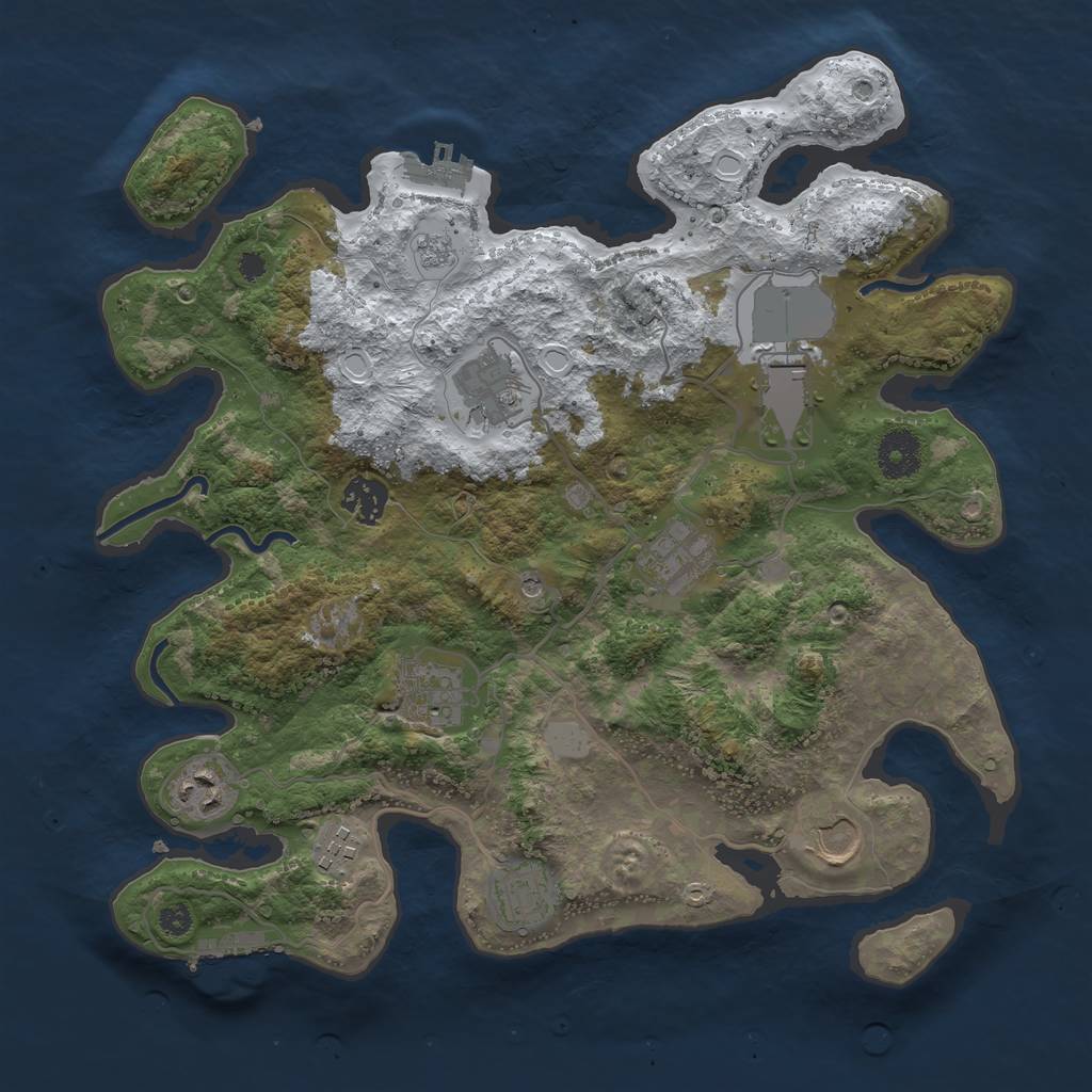 Rust Map: Procedural Map, Size: 3500, Seed: 5485695, 18 Monuments