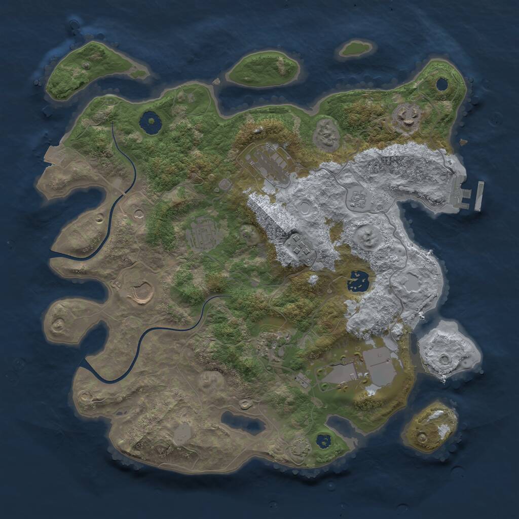 Rust Map: Procedural Map, Size: 3500, Seed: 1793197, 13 Monuments