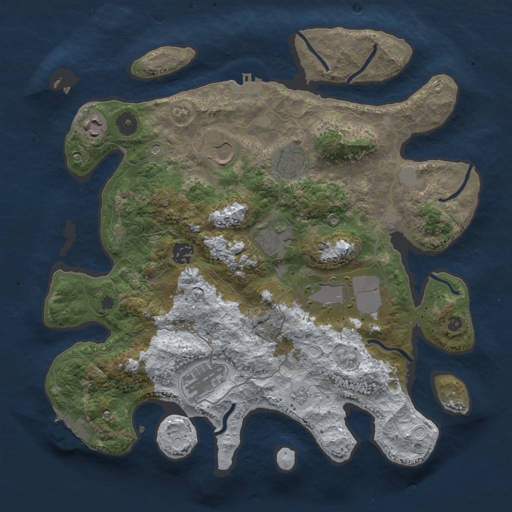 Rust Map: Procedural Map, Size: 3500, Seed: 1934672295, 16 Monuments