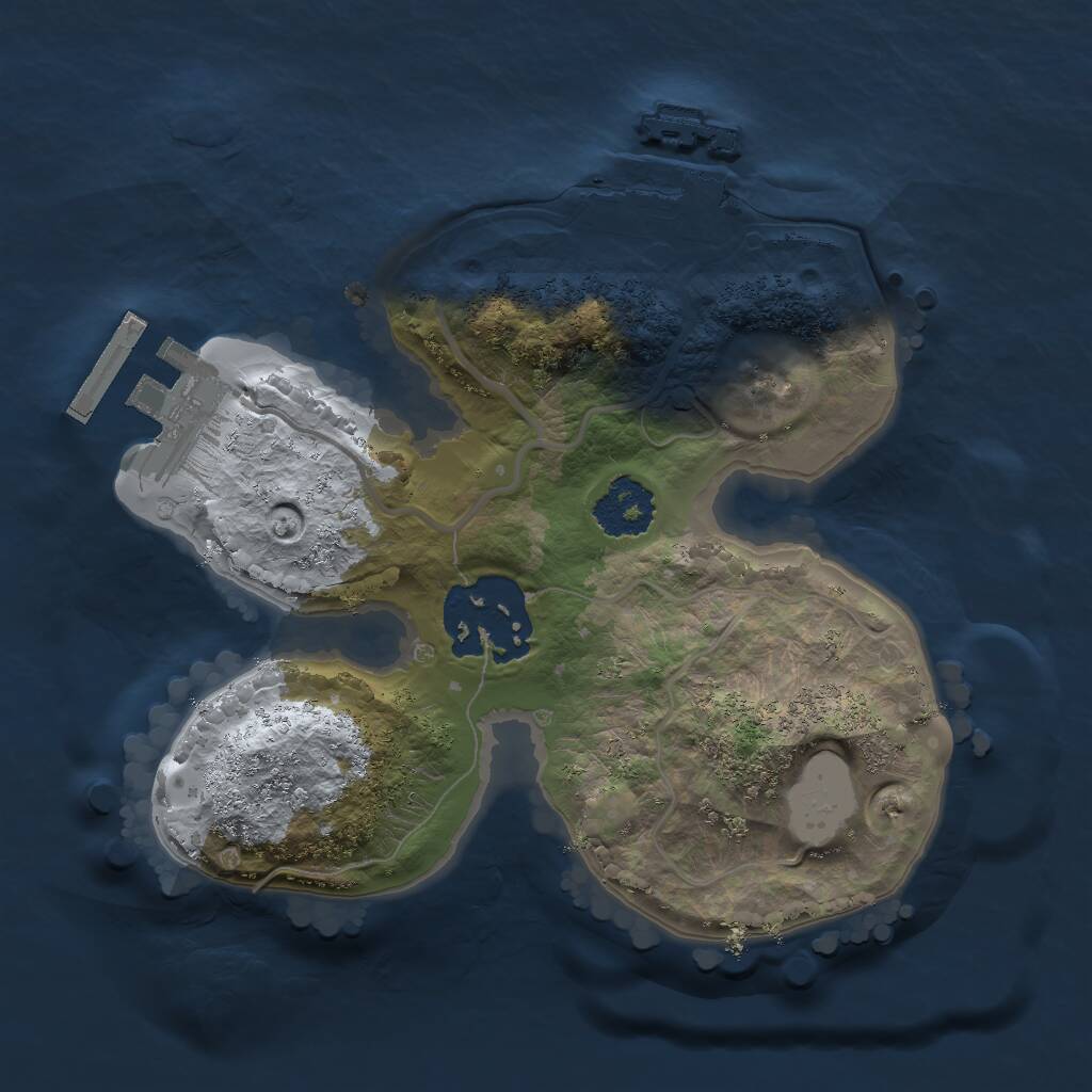 Rust Map: Procedural Map, Size: 1845, Seed: 12345, 4 Monuments