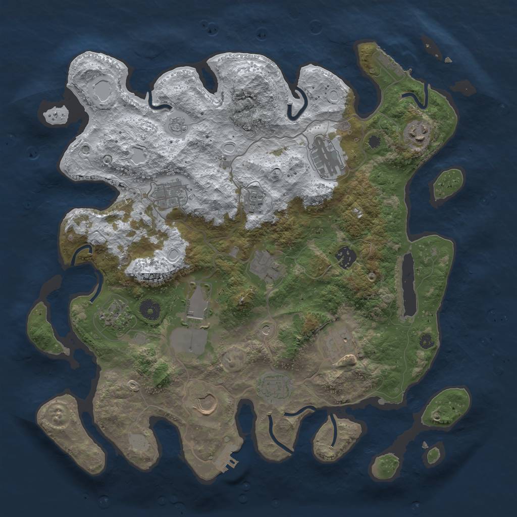 Rust Map: Procedural Map, Size: 3750, Seed: 2089336918, 20 Monuments