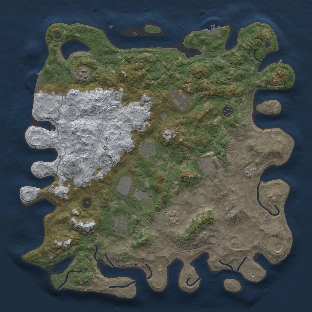 Rust Map: Procedural Map, Size: 4500, Seed: 35111030, 19 Monuments