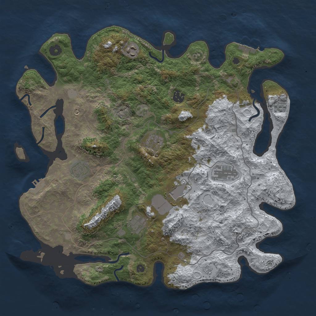 Rust Map: Procedural Map, Size: 4000, Seed: 719540, 17 Monuments