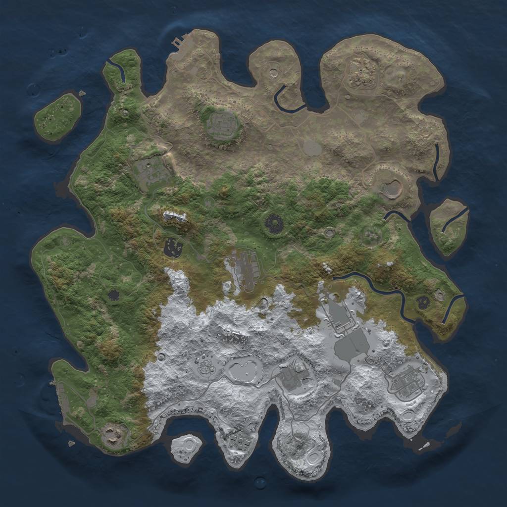 Rust Map: Procedural Map, Size: 3900, Seed: 911879428, 20 Monuments