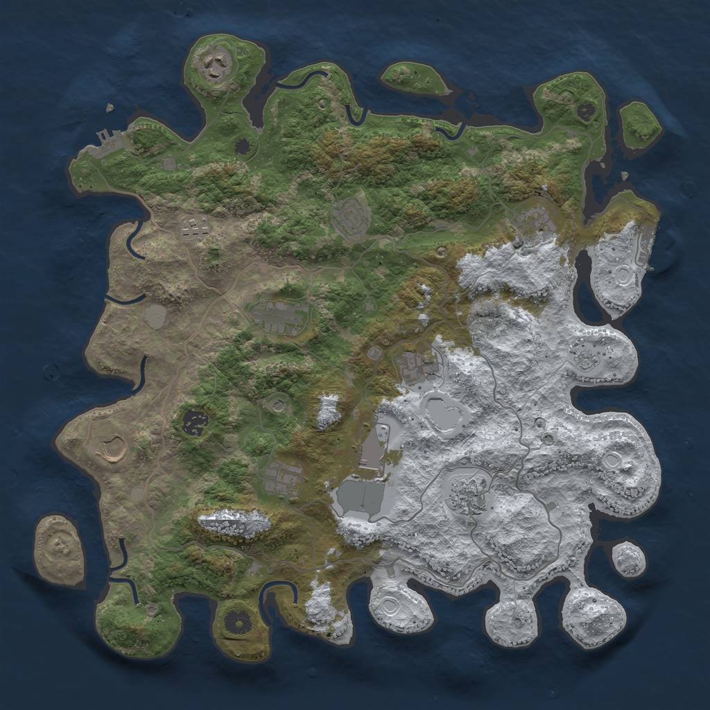 Rust Map: Procedural Map, Size: 4096, Seed: 36503, 20 Monuments