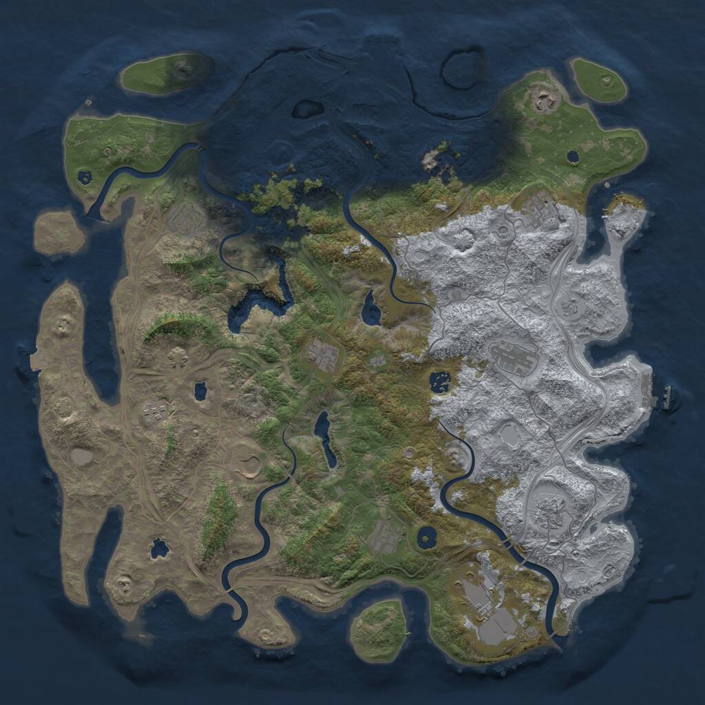Rust Map: Procedural Map, Size: 4800, Seed: 197786809, 17 Monuments
