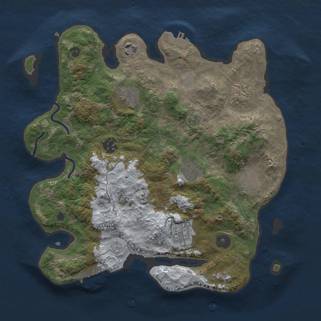 Rust Map: Procedural Map, Size: 3300, Seed: 158361285, 16 Monuments
