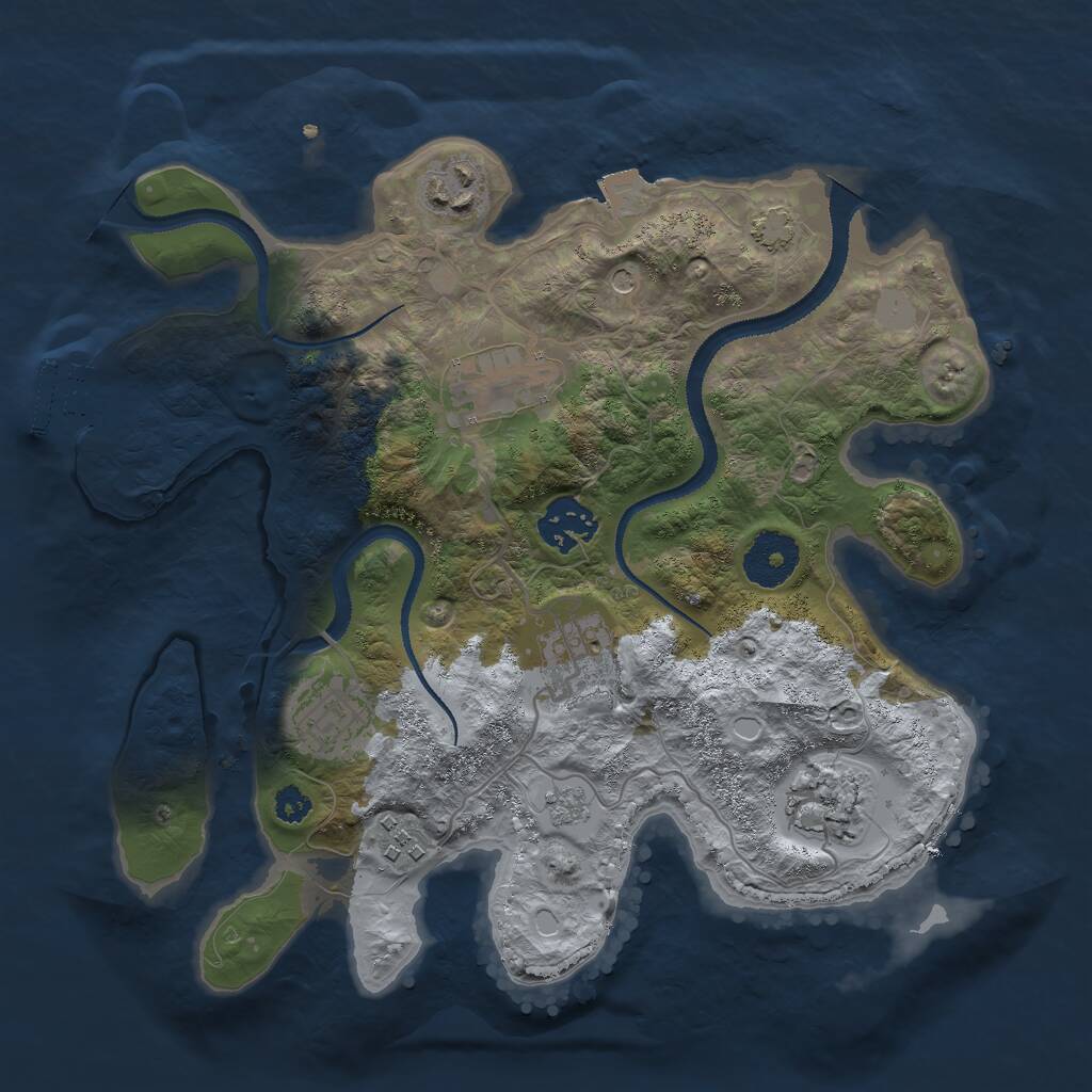 Rust Map: Procedural Map, Size: 3000, Seed: 28688, 12 Monuments