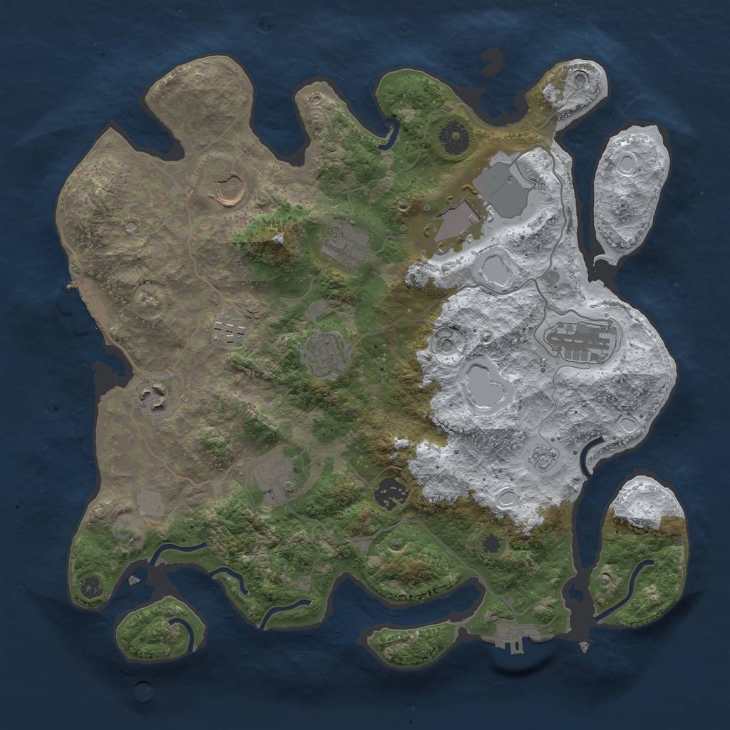 Rust Map: Procedural Map, Size: 3500, Seed: 5969007, 18 Monuments