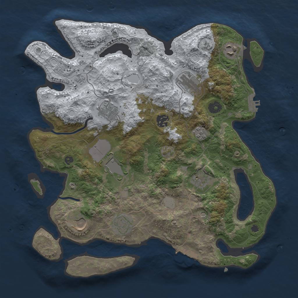 Rust Map: Procedural Map, Size: 3500, Seed: 644143606, 18 Monuments