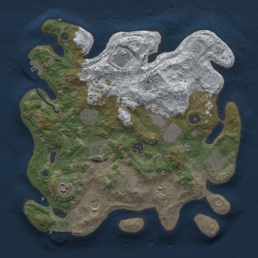 Rust Map: Procedural Map, Size: 3500, Seed: 2081254049, 18 Monuments