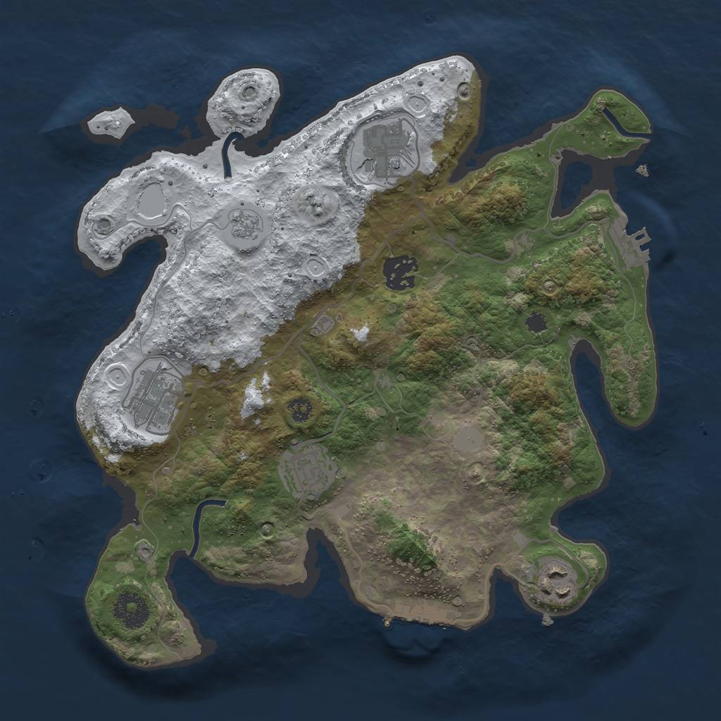 Rust Map: Procedural Map, Size: 3000, Seed: 4626, 13 Monuments