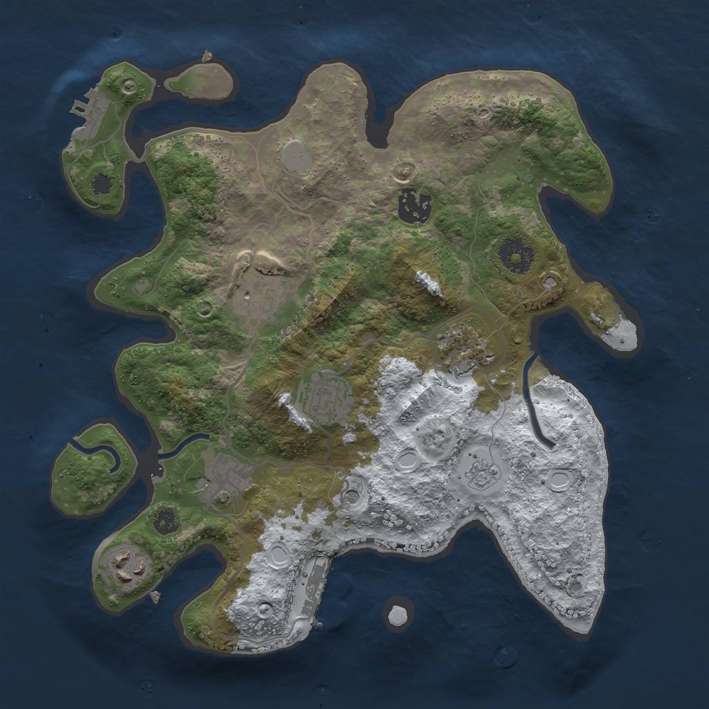 Rust Map: Procedural Map, Size: 3000, Seed: 1690325750, 15 Monuments