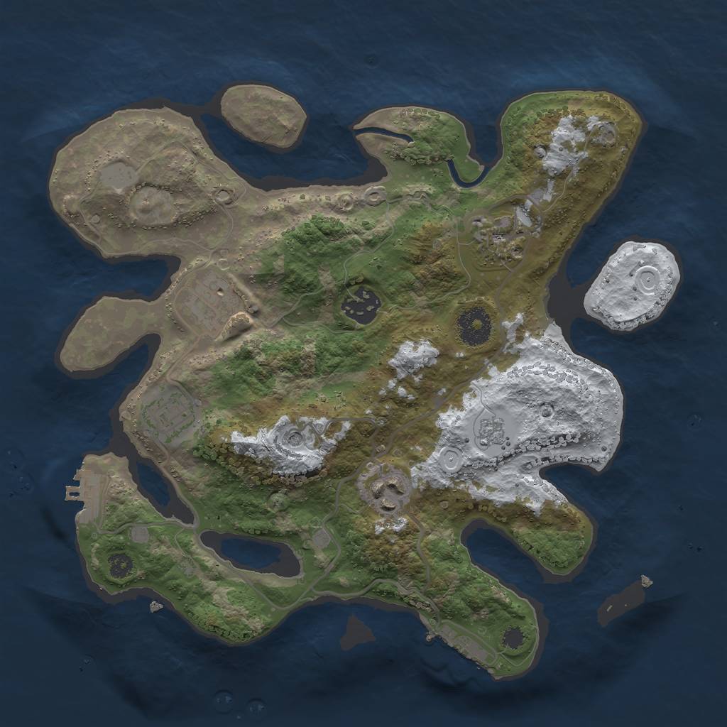 Rust Map: Procedural Map, Size: 3000, Seed: 24388, 14 Monuments