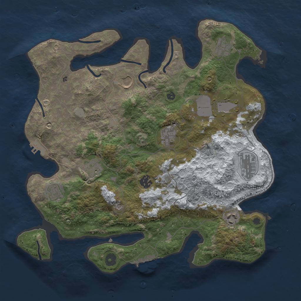 Rust Map: Procedural Map, Size: 3700, Seed: 2005391634, 18 Monuments