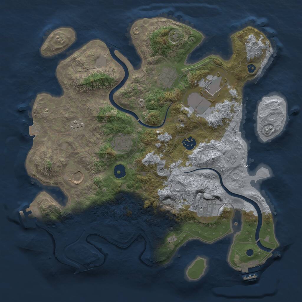 Rust Map: Procedural Map, Size: 3500, Seed: 715611983, 13 Monuments