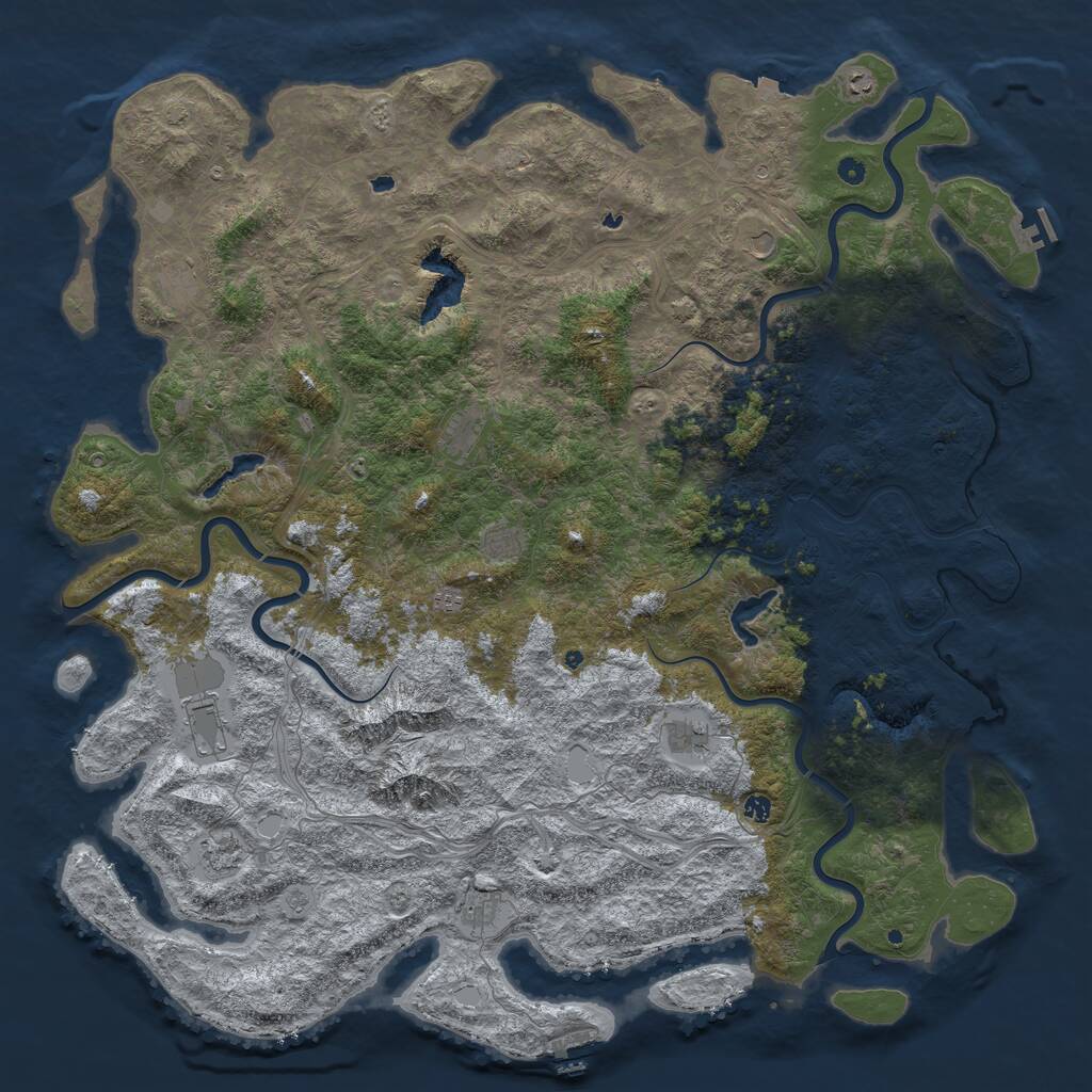Rust Map: Procedural Map, Size: 6000, Seed: 50522, 17 Monuments