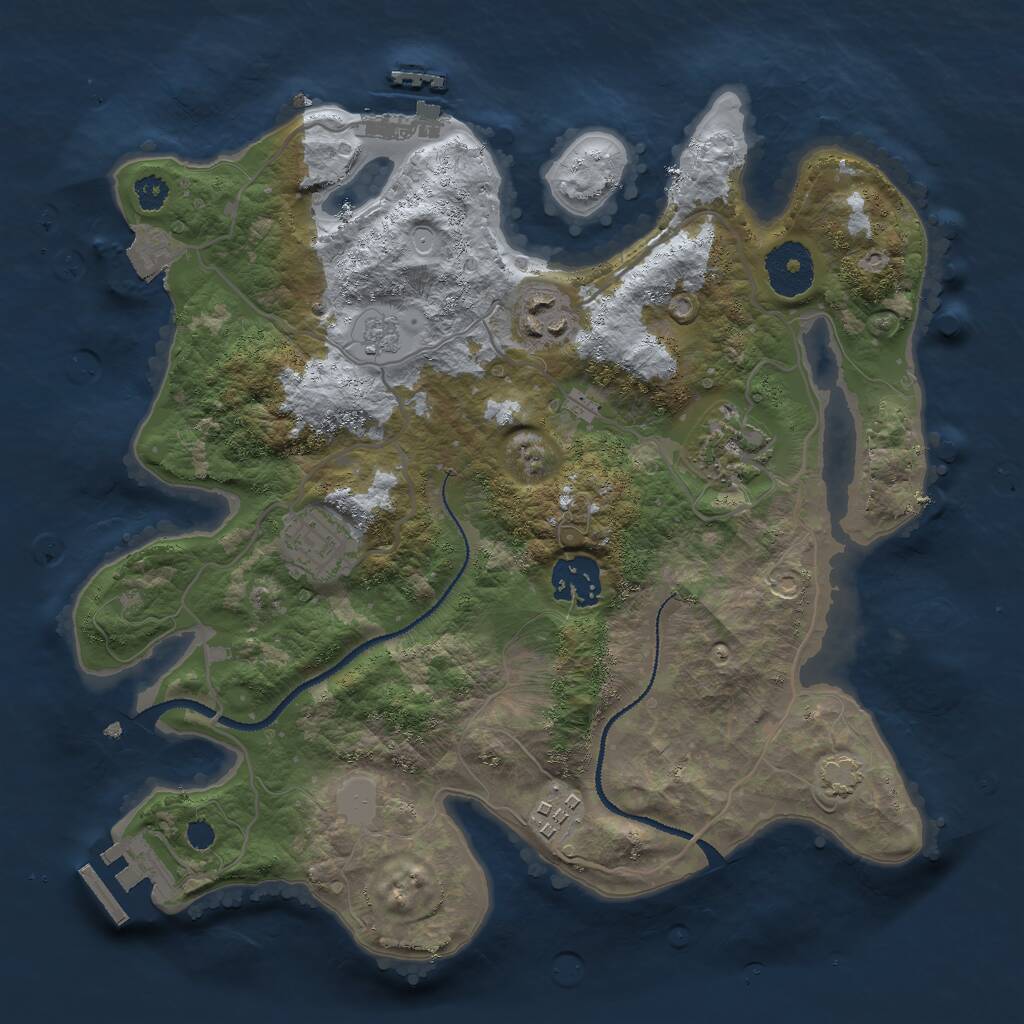 Rust Map: Procedural Map, Size: 3000, Seed: 25338, 10 Monuments