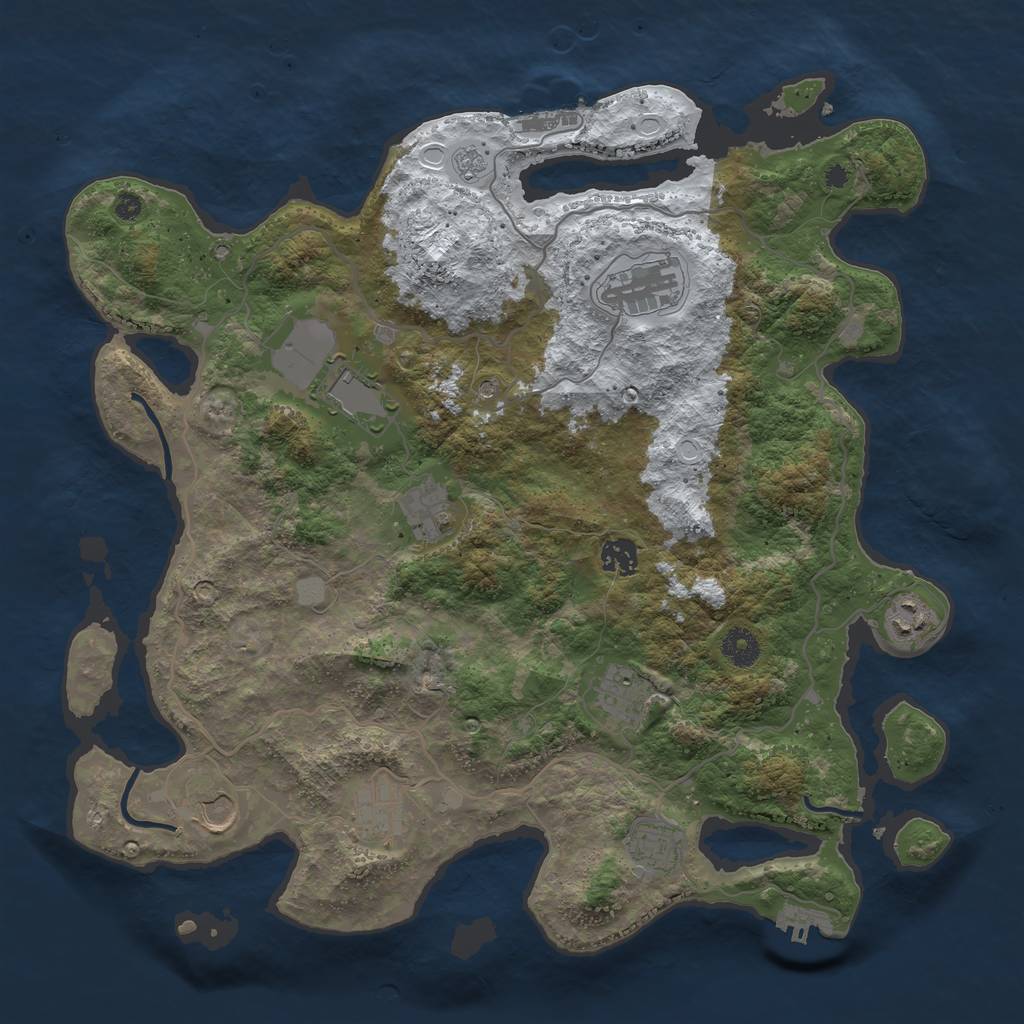 Rust Map: Procedural Map, Size: 4000, Seed: 412468414, 18 Monuments