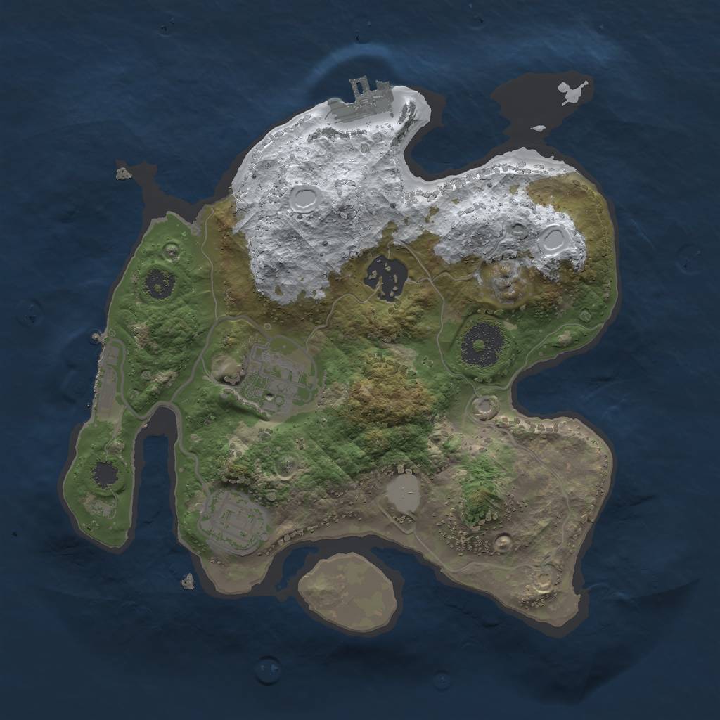 Rust Map: Procedural Map, Size: 2500, Seed: 1295939679, 10 Monuments