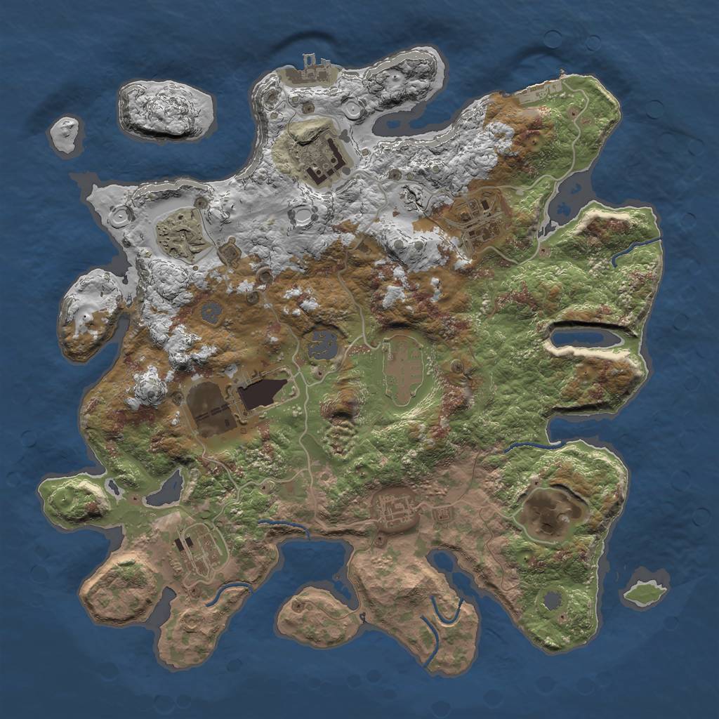 Rust Map: Procedural Map, Size: 3500, Seed: 2345, 15 Monuments