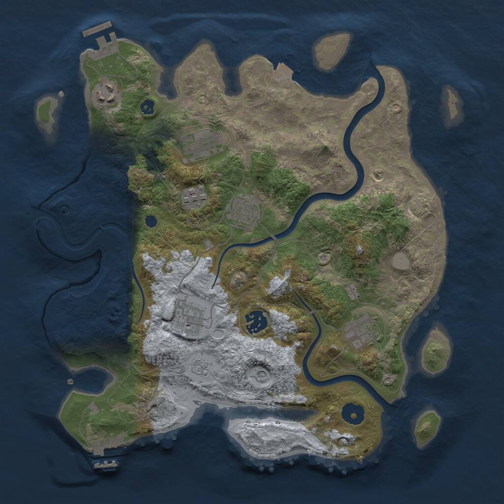 Rust Map: Procedural Map, Size: 3390, Seed: 158361285, 13 Monuments