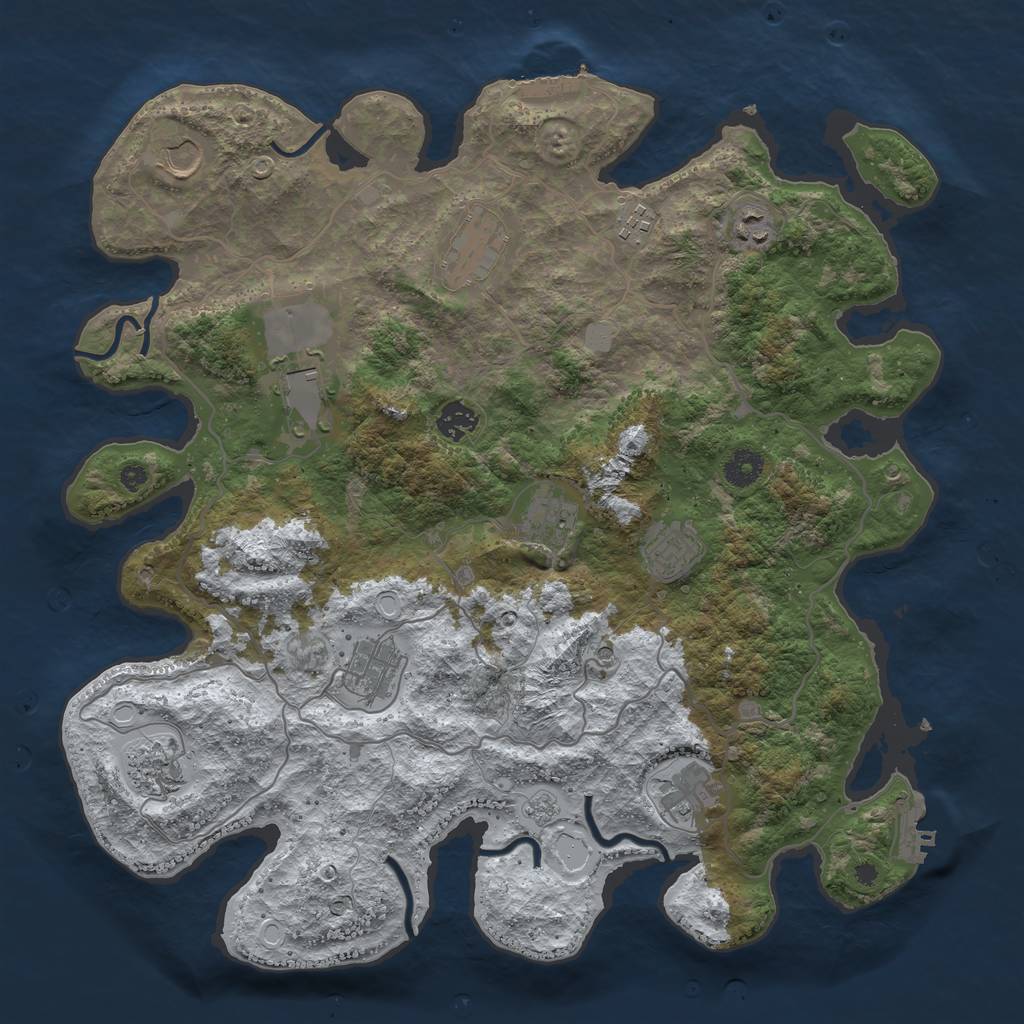 Rust Map: Procedural Map, Size: 4000, Seed: 53251213, 20 Monuments