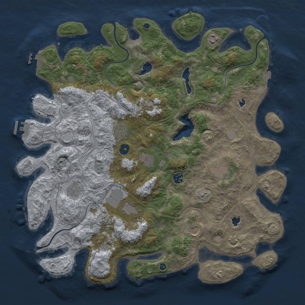 Rust Map: Procedural Map, Size: 4500, Seed: 44366, 16 Monuments
