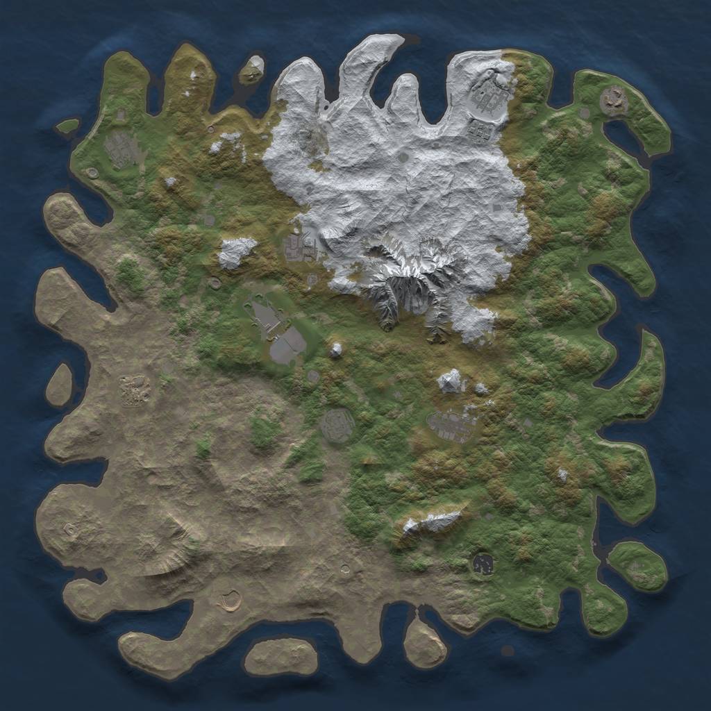 Rust Map: Barren, Size: 5000, Seed: 56706379, 14 Monuments