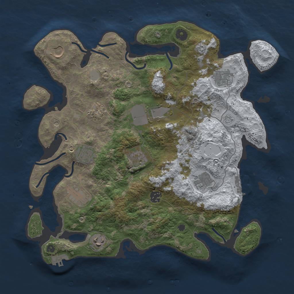 Rust Map: Procedural Map, Size: 3750, Seed: 69863531, 19 Monuments