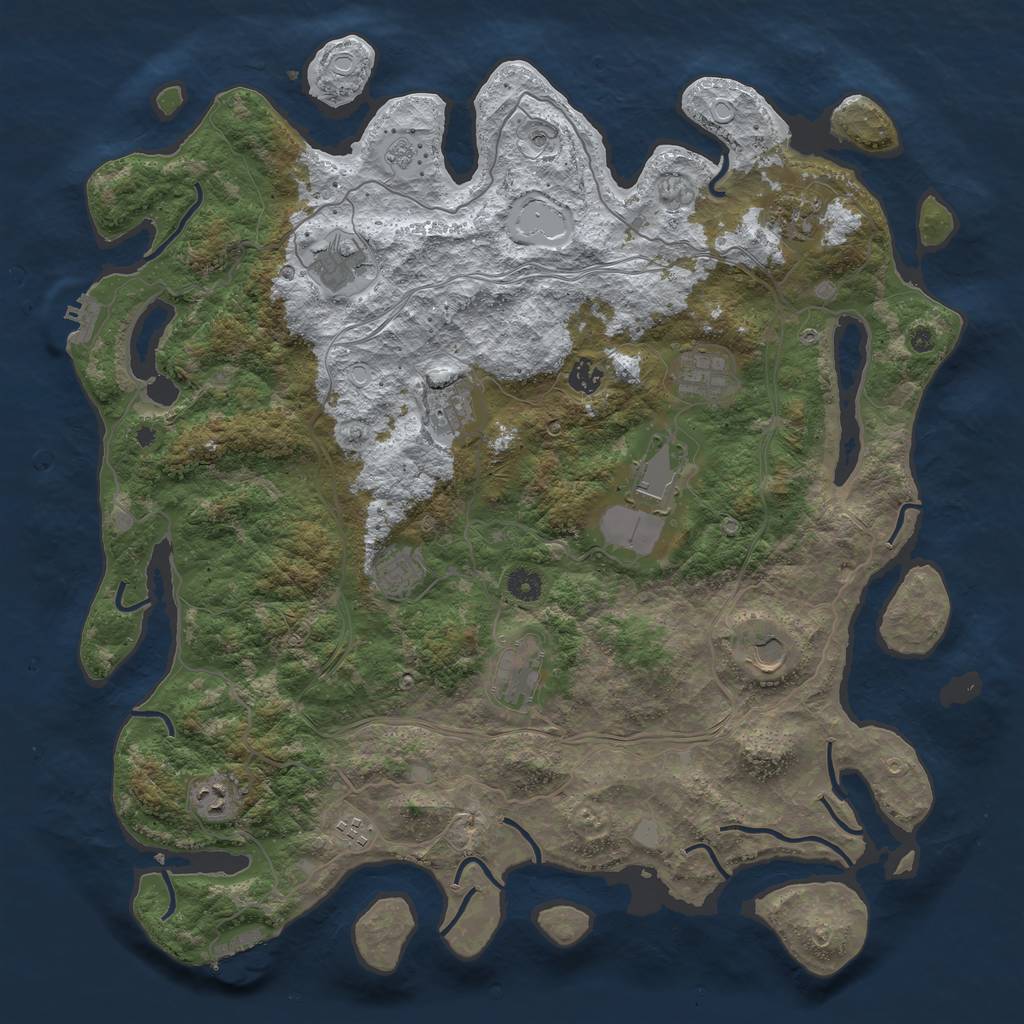 Rust Map: Procedural Map, Size: 4500, Seed: 1213433412, 20 Monuments