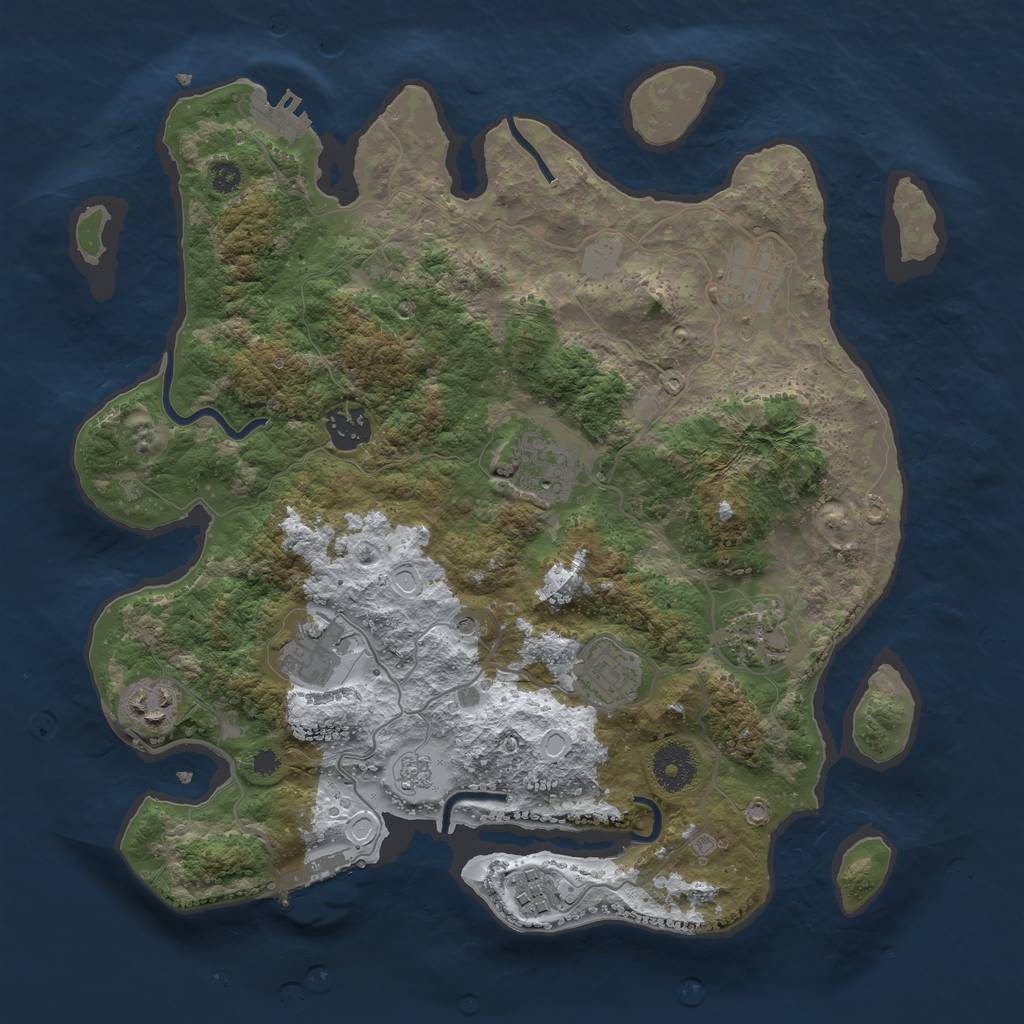 Rust Map: Procedural Map, Size: 3415, Seed: 158361285, 17 Monuments